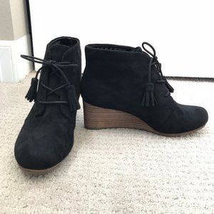 Dr. Scholl’s Suede Wedge Jolly Bootie, Black, Sz 8